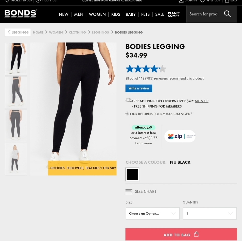 2 pairs Bonds Bodies Cotton leggings